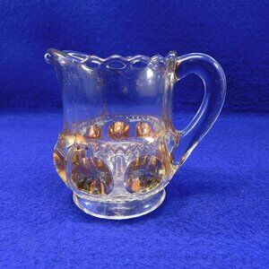 Small King's Crown Thumbprint Creamer Gold Accents 3.75"